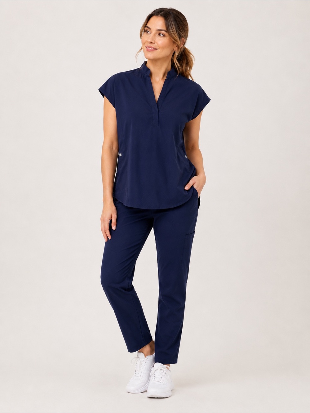 Figs Navy Women's Scrub Set - Top & Track Pants